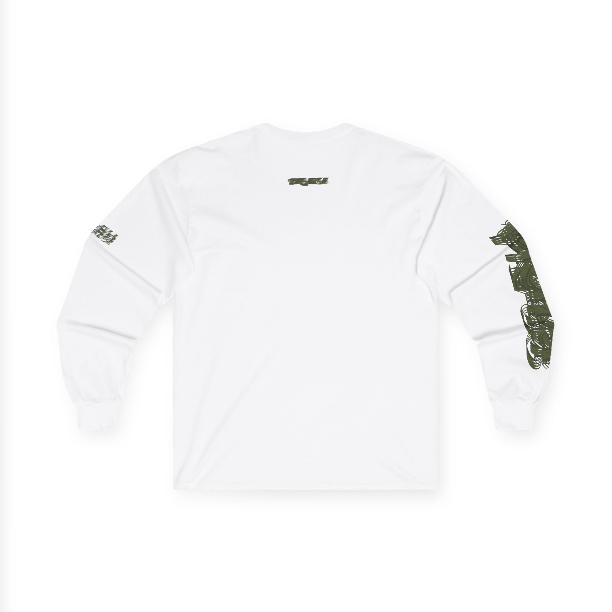 Long Sleeve Tee — Camouflage Rectangular Graphic with Sleeve Text