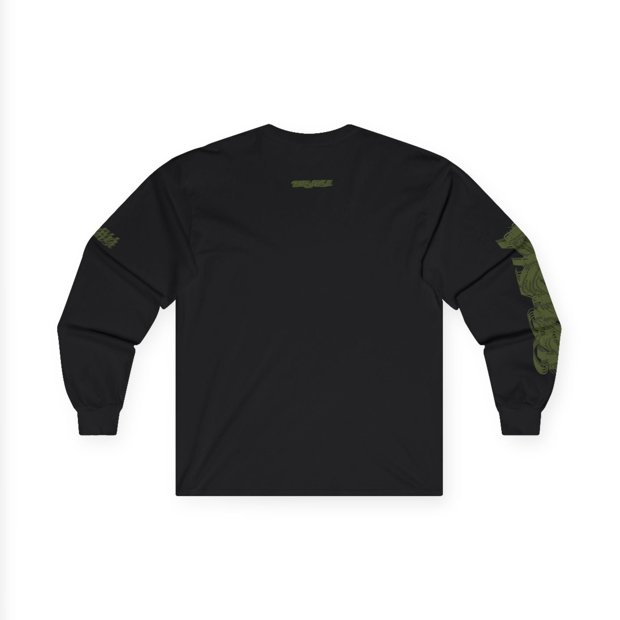 Long Sleeve Tee — Camouflage Rectangular Graphic with Sleeve Text